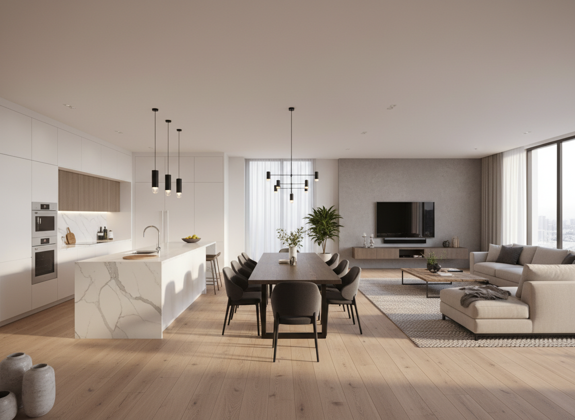 Renovated open-plan kitchen and living space